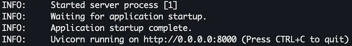 vLLM server logs showing application startup complete on port 8000