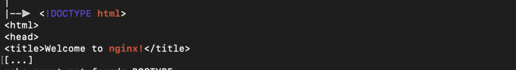 NGINX test response from the backend pod